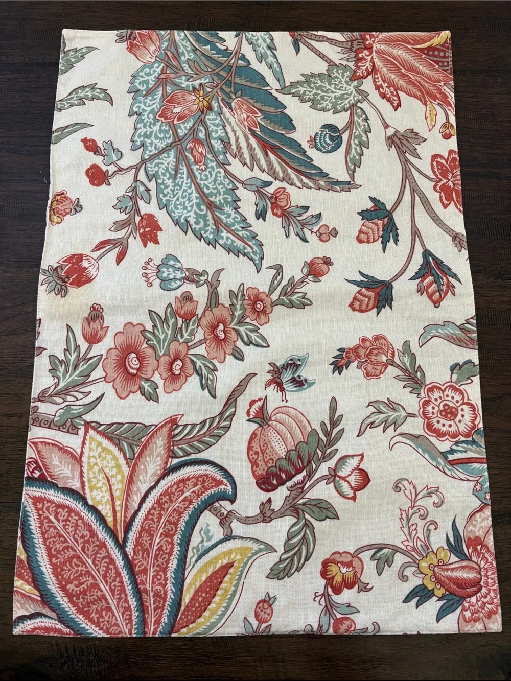 Pottery Barn Floral Butterfly Cream Blue Placemats (5) Summer Table Cotton Linen
